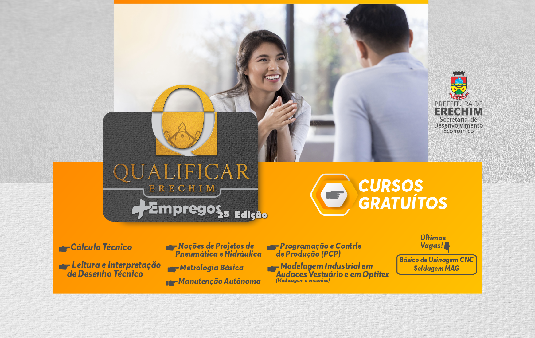  Inscri?es para a segunda edi??o do Qualificar Erechim + Empregos est?o abertas a partir de segunda