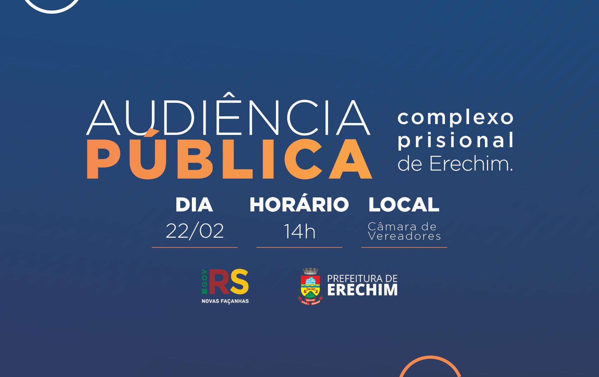  Audiência Pública para aprimoramento de edital do complexo prisional de Erechim será na terça-feira