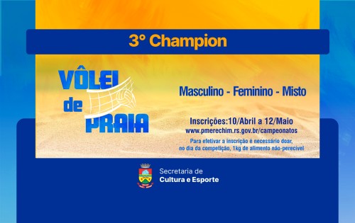 Inscri?es abertas para o 3? Champion de V?lei de Praia 