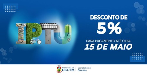 IPTU Digital 2026 garante 5% de desconto para pagamento até 15 de maio