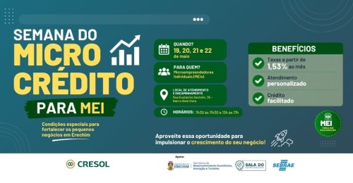 Semana do Microcrédito fortalece empreendedorismo e amplia acesso ao crédito para MEIs em Erechim