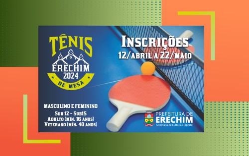 Inscri?es abertas para o Campeonato Municipal de T?nis de Mesa 2024