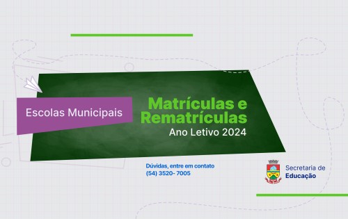 Divulgados per?odos de matr?culas e rematr?culas nas Escolas Municipais 
