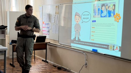 Assistência Social acompanha atividade do PROERD com estudantes da Escola Imlau