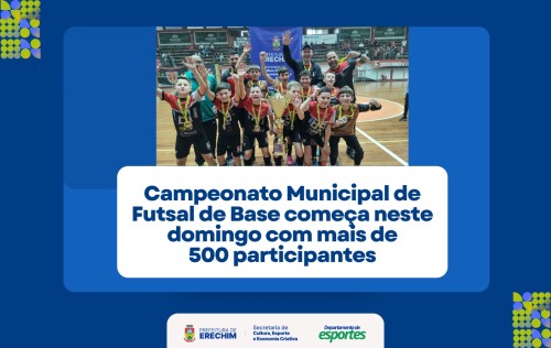 Campeonato Municipal de Futsal de Base começa neste domingo com mais de 500 participantes
