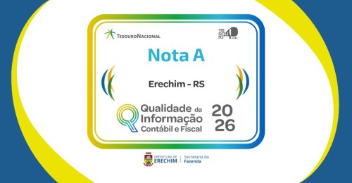 Erechim conquista destaque nacional em transparência contábil e fiscal e recebe nota A em ranking do Tesouro Nacional