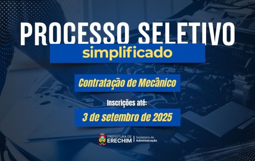 Prefeitura abre processo seletivo para contratação de mecânicos