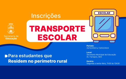Inscri?es para Transporte Escolar de estudantes do interior iniciam sexta-feira