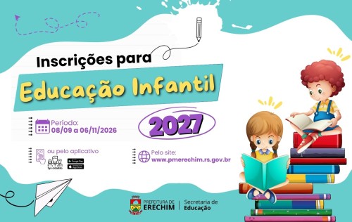 Inscrições para novos estudantes da Educação Infantil ano de 2027 começam na terça-feira