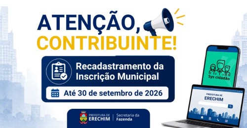 Contribuintes com inscrição municipal devem realizar recadastramento obrigatório 