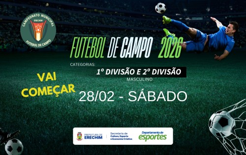 Campeonato Municipal de Futebol de Campo começa no fim de semana 