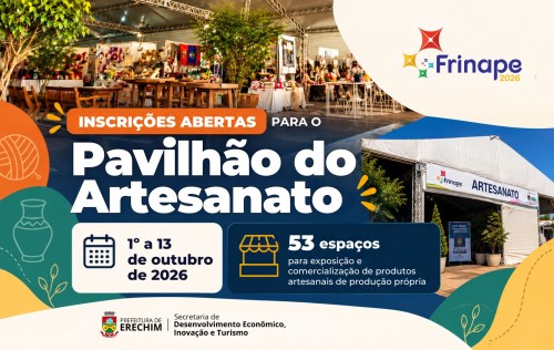 Inscrições abertas para o Pavilhão do Artesanato da Frinape 2026