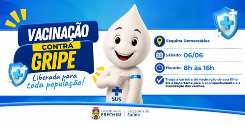 Vacinação contra a gripe acontece neste sábado na Esquina Democrática