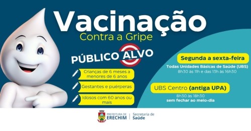 Vacinação contra a gripe segue disponível em Erechim, mas baixa procura preocupa a Saúde