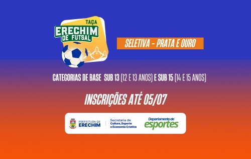 Taça Erechim de Futsal abre inscrições para seletiva das categorias Sub-13 e Sub-15