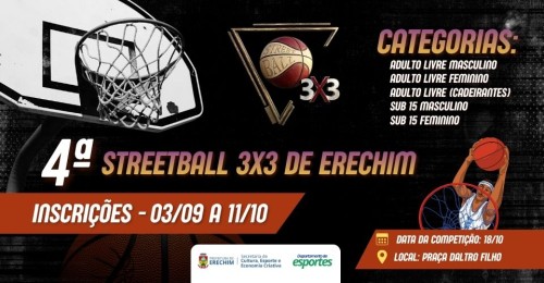 Inscrições abertas para a 4ª edição do StreetBall 3x3 de Erechim